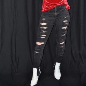 high rise black distressed abercrombie & fitch
